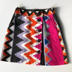 Tibi tribal print mini skirt button front